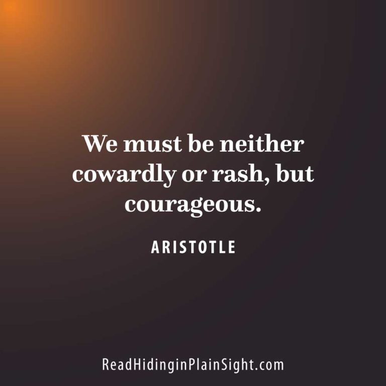 We must be neither cowardly or rash, but courageous.